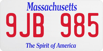 MA license plate 9JB985