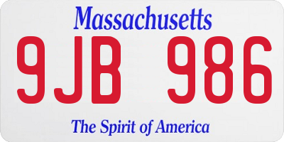 MA license plate 9JB986