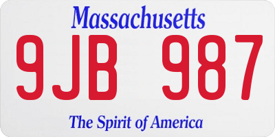 MA license plate 9JB987