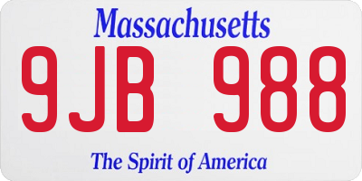 MA license plate 9JB988