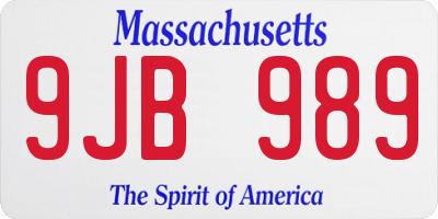MA license plate 9JB989