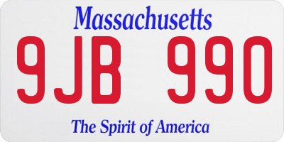MA license plate 9JB990