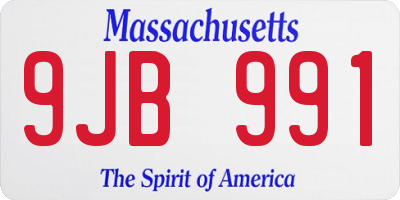 MA license plate 9JB991