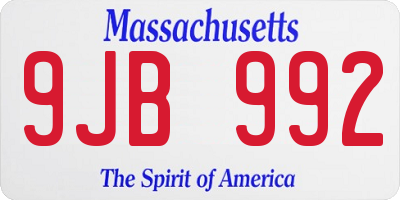 MA license plate 9JB992