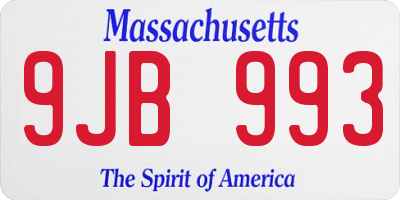 MA license plate 9JB993