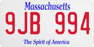 MA license plate 9JB994