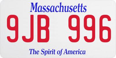 MA license plate 9JB996
