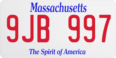 MA license plate 9JB997