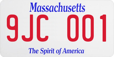 MA license plate 9JC001