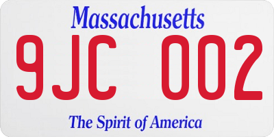MA license plate 9JC002