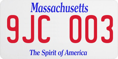 MA license plate 9JC003