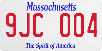 MA license plate 9JC004
