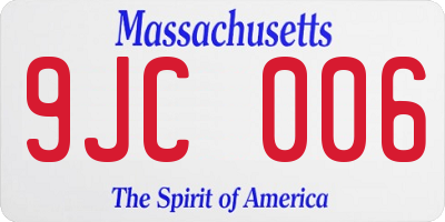 MA license plate 9JC006