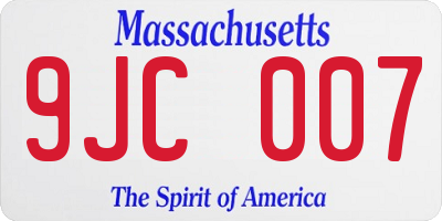 MA license plate 9JC007