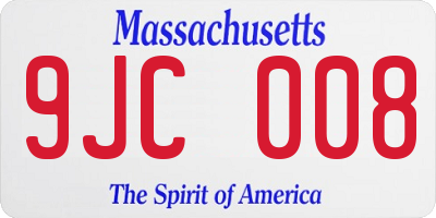 MA license plate 9JC008