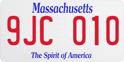 MA license plate 9JC010