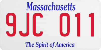 MA license plate 9JC011