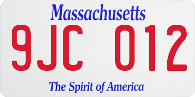 MA license plate 9JC012