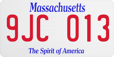 MA license plate 9JC013