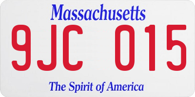 MA license plate 9JC015