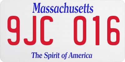MA license plate 9JC016