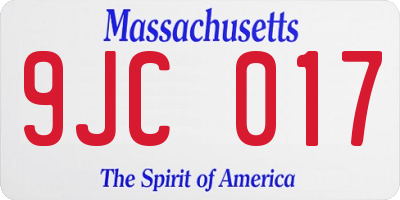 MA license plate 9JC017
