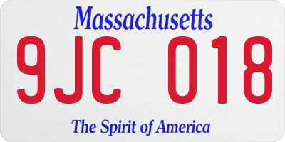 MA license plate 9JC018
