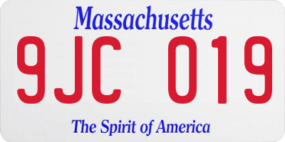 MA license plate 9JC019