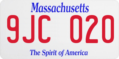 MA license plate 9JC020