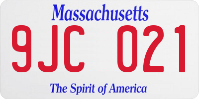 MA license plate 9JC021
