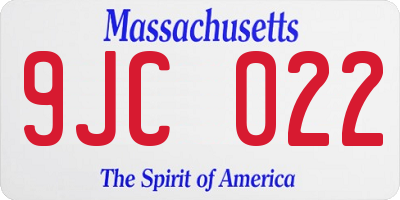 MA license plate 9JC022
