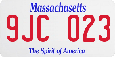 MA license plate 9JC023