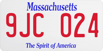MA license plate 9JC024