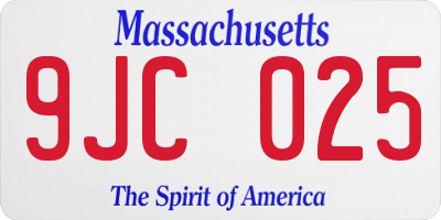 MA license plate 9JC025