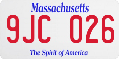 MA license plate 9JC026