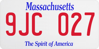 MA license plate 9JC027