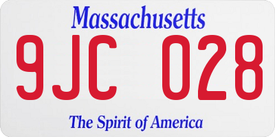 MA license plate 9JC028