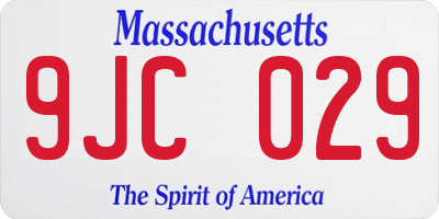 MA license plate 9JC029