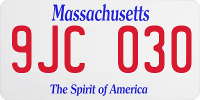 MA license plate 9JC030