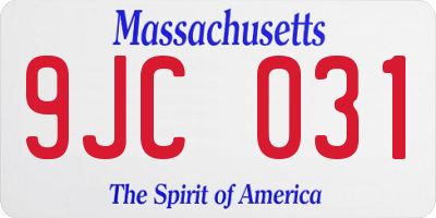 MA license plate 9JC031