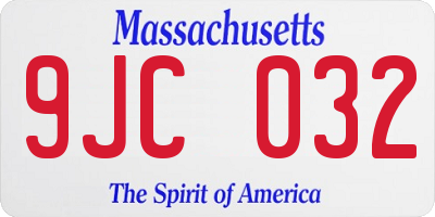MA license plate 9JC032