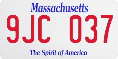 MA license plate 9JC037