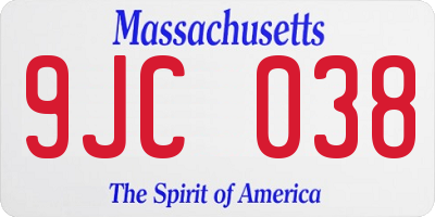 MA license plate 9JC038