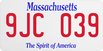 MA license plate 9JC039