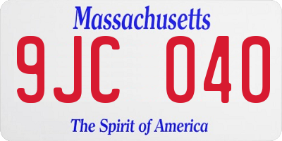 MA license plate 9JC040