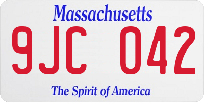 MA license plate 9JC042