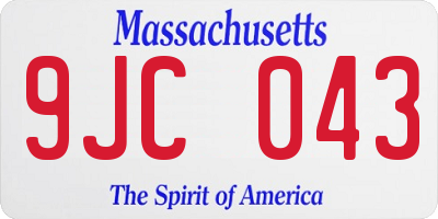 MA license plate 9JC043