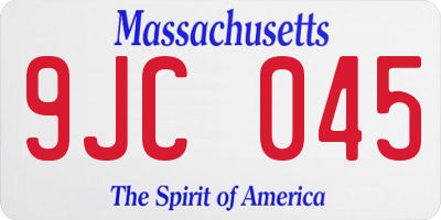 MA license plate 9JC045