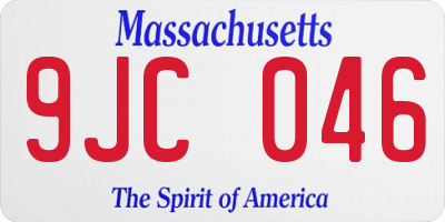 MA license plate 9JC046