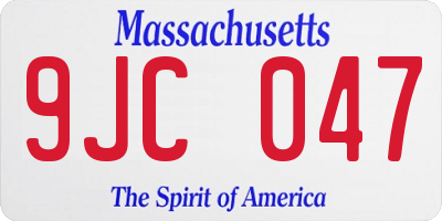 MA license plate 9JC047